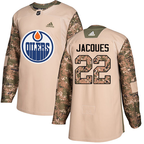 Adidas Oilers #22 Jean-Francois Jacques Camo Authentic Veterans Day Stitched NHL Jersey